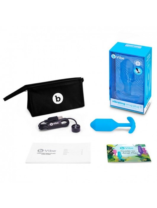 Голубая вибропробка для ношения B-vibe Snug Plug 3 - 12,4 см. - b-Vibe