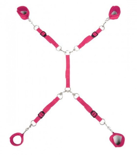 Ярко-розовый набор фиксаций на кровати Classic Bed Spreader - Lux Fetish - купить с доставкой в Ельце