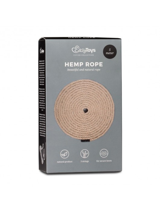 Пеньковая веревка для связывания Hemp Rope - 5 м. - Easy toys - купить с доставкой в Ельце