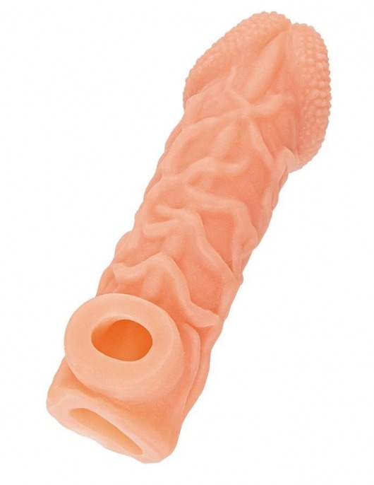 Телесная закрытая насадка с венками Cock Sleeve Size S - 13,8 см. - KOKOS - в Ельце купить с доставкой