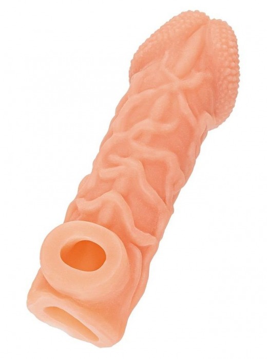 Телесная закрытая насадка с венками Cock Sleeve Size L - 17,6 см. - KOKOS - в Ельце купить с доставкой