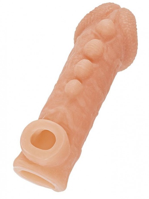 Телесная закрытая насадка с шишечками Cock Sleeve Size L - 17,6 см. - KOKOS - в Ельце купить с доставкой