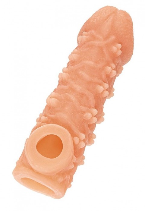 Телесная закрытая насадка с пучками шишечек Cock Sleeve Size L - 17,6 см. - KOKOS - в Ельце купить с доставкой