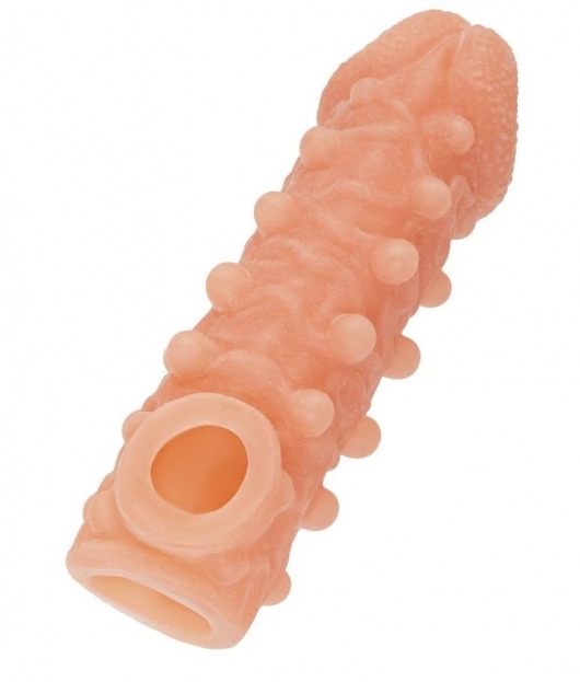 Телесная закрытая насадка с шариками Cock Sleeve Size M - 15,6 см. - KOKOS - в Ельце купить с доставкой