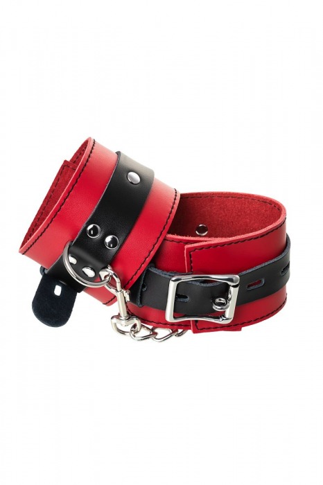 Красно-черные оковы на ноги из кожи - ToyFa - купить с доставкой в Ельце