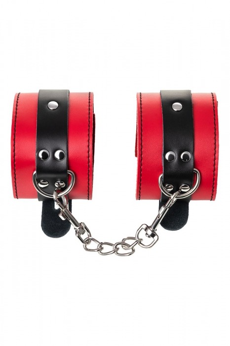 Красно-черные оковы на ноги из кожи - ToyFa - купить с доставкой в Ельце