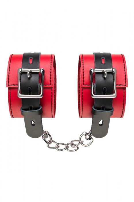 Красно-черные оковы на ноги из кожи - ToyFa - купить с доставкой в Ельце