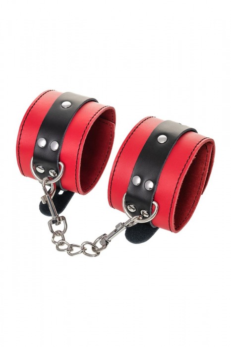Красно-черные оковы на ноги из кожи - ToyFa - купить с доставкой в Ельце