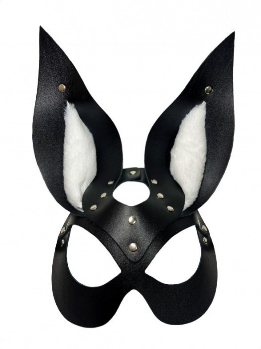 Черная маска зайки с белым мехом на ушках Miss Bunny - БДСМ Арсенал - купить с доставкой в Ельце