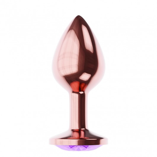 Пробка цвета розового золота с фиолетовым кристаллом Diamond Amethyst Shine L - 8,3 см. - Lola Games - купить с доставкой в Ельце