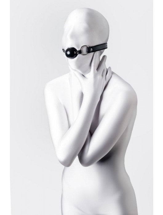 Черный кляп-шар на кожаных ремешках Anonymo - ToyFa - купить с доставкой в Ельце