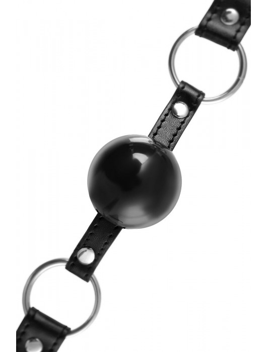 Черный кляп-шар на кожаных ремешках Anonymo - ToyFa - купить с доставкой в Ельце
