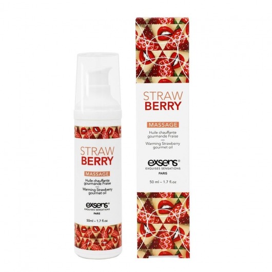 Разогревающее массажное масло  с ароматом клубники Gourmet Strawberry - 50 мл. - Exsens - купить с доставкой в Ельце