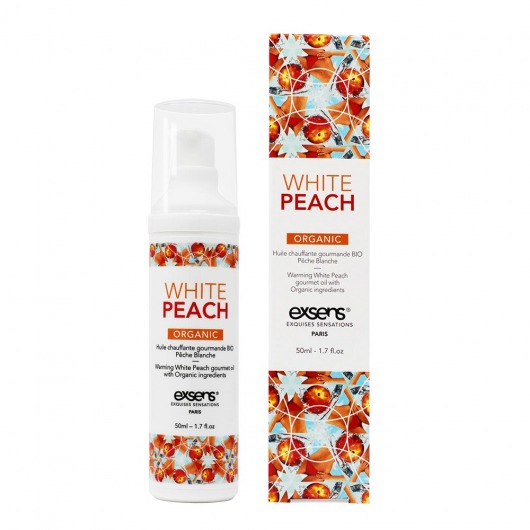 Разогревающее массажное масло Gourmet White Peach Organic с органическими ингредиентами - 50 мл. - Exsens - купить с доставкой в Ельце