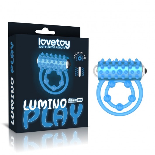 Голубое, светящееся в темноте виброкольцо Lumino Play Vibrating Penis Ring - Lovetoy - в Ельце купить с доставкой