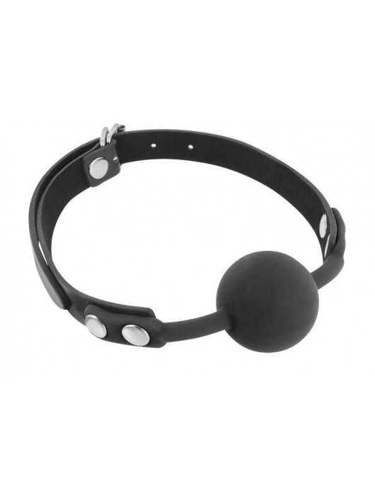 Черный силиконовый кляп-шарик на ремешках - Fetish Tentation - купить с доставкой в Ельце