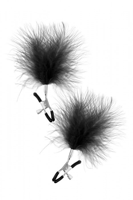 Зажимы на соски с черными пуховыми кисточками Sweet Caress Feather Nipple Clumps - Sweet Caress - купить с доставкой в Ельце