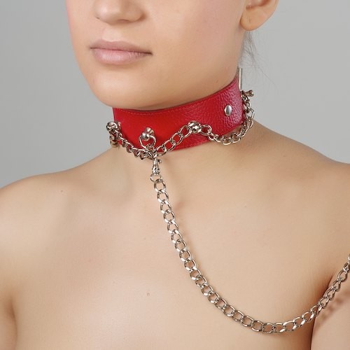 Красный ошейник из натуральной кожи - Sitabella - купить с доставкой в Ельце