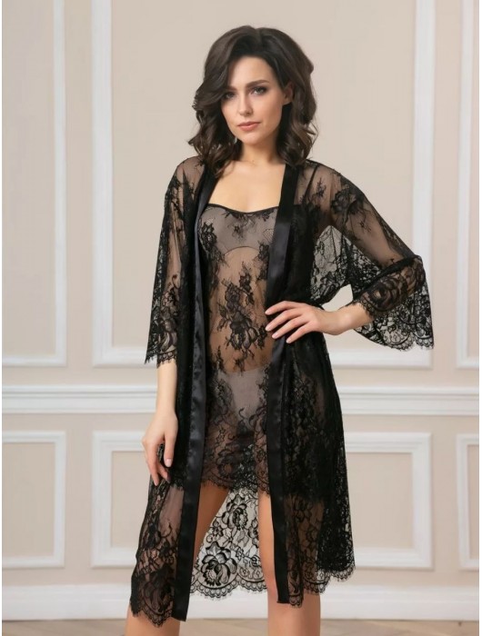 Соблазнительный кружевной пеньюар с поясом - Felisse купить с доставкой