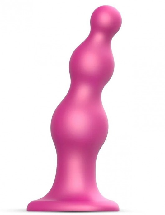 Розовая насадка Strap-On-Me Dildo Plug Beads size L - Strap-on-me - купить с доставкой в Ельце