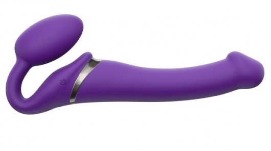 Фиолетовый безремневой вибрострапон Vibrating Bendable Strap-On - size L - Strap-on-me - купить с доставкой в Ельце