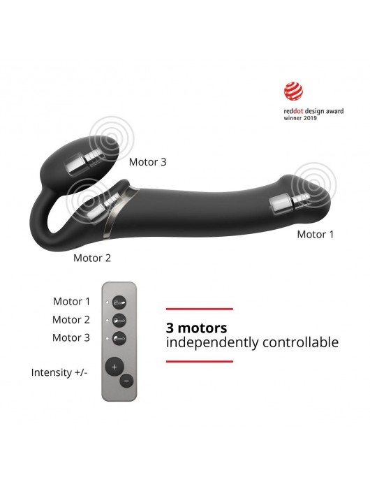 Черный безремневой вибрострапон Silicone Bendable Strap-On - size XL - Strap-on-me - купить с доставкой в Ельце