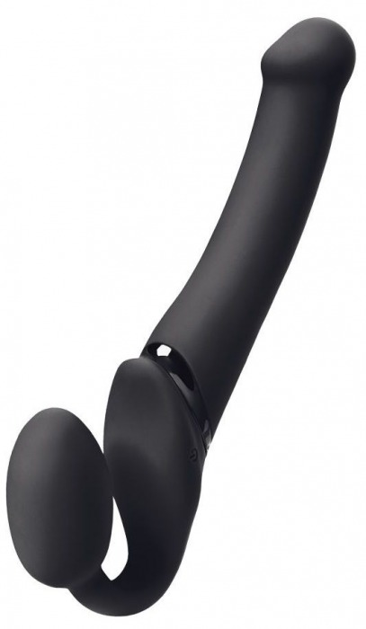 Черный безремневой вибрострапон Silicone Bendable Strap-On - size XL - Strap-on-me - купить с доставкой в Ельце