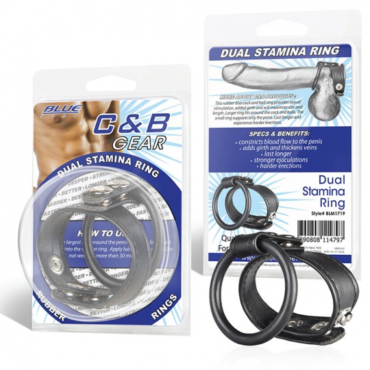 Двойное кольцо выносливости на пенис DUAL STAMINA RING - BlueLine - в Ельце купить с доставкой