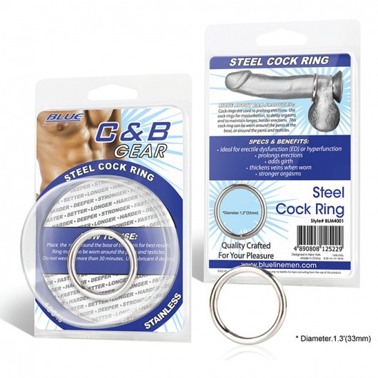 Стальное эрекционное кольцо STEEL COCK RING - 3.5 см. - BlueLine - в Ельце купить с доставкой