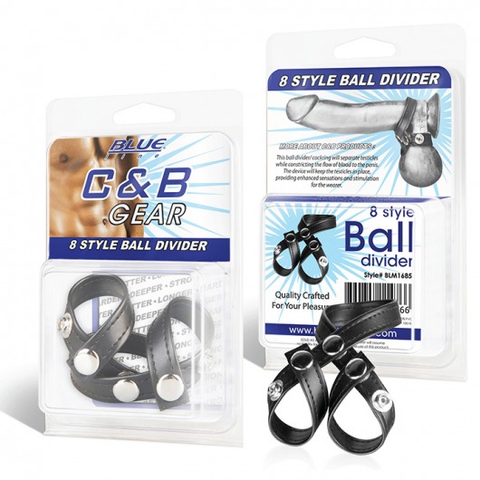Разделитель мошонки из искусственной кожи на клепках 8 STYLE BALL DIVIDER - BlueLine - купить с доставкой в Ельце