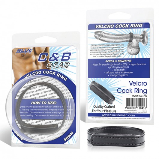 Кольцо на пенис из искусственной кожи на липучке VELCRO COCK RING - 5 см. - BlueLine - в Ельце купить с доставкой