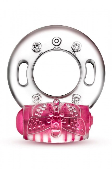 Розовое эрекционное виброкольцо Arouser Vibrating C-Ring - Blush Novelties