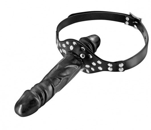 Черный кляп-фаллоимитатор Double Penis Gag - Fetish Tentation - купить с доставкой в Ельце