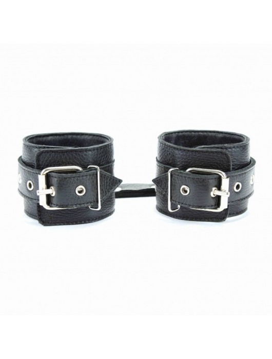 Чёрные кожаные оковы с клепками - БДСМ Арсенал - купить с доставкой в Ельце