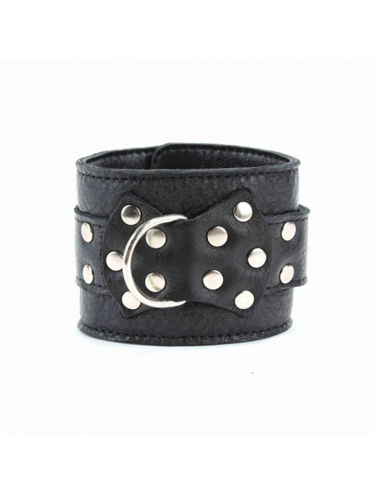 Чёрные кожаные оковы с клепками - БДСМ Арсенал - купить с доставкой в Ельце