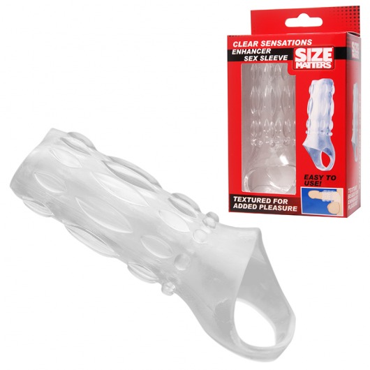 Насадка на пенис с кольцом для мошонки Clear Sensations Enhancer Sex Sleeve - 11,5 см. - XR Brands - в Ельце купить с доставкой