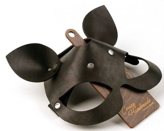 Черная кожаная маска  Кошка  с маленькими ушками - Crazy Handmade - купить с доставкой в Ельце