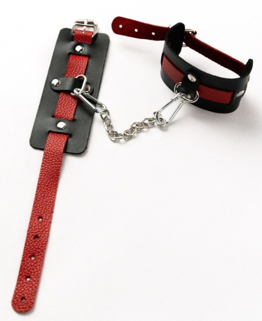 Черные оковы с красным декором и заклепками - Crazy Handmade - купить с доставкой в Ельце