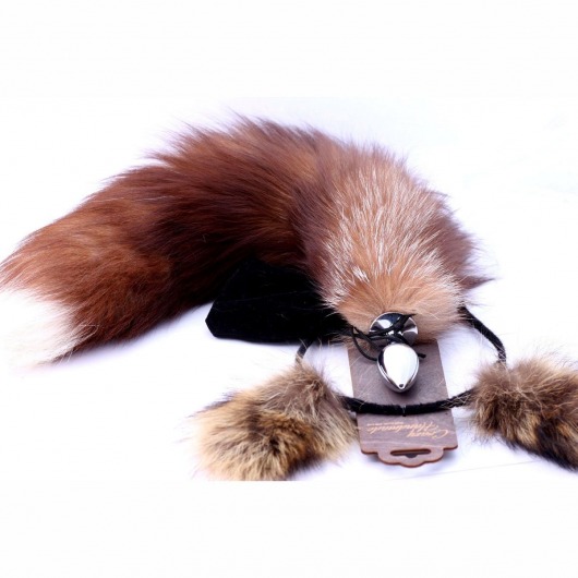 Игровой комплект: серебристая анальная пробка с пушистым хвостом и ободок-ушки - Crazy Handmade - купить с доставкой в Ельце