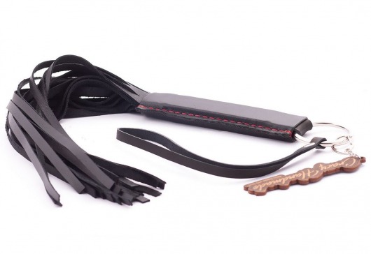 Черная кожаная плеть с удобной ручкой - 50 см. - Crazy Handmade - купить с доставкой в Ельце