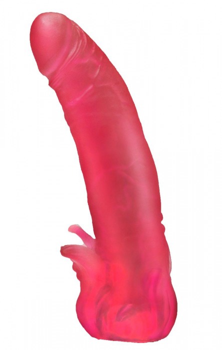 Розовая насадка для страпона с клиторальными лепестками - 18,5 см. - LOVETOY (А-Полимер) - купить с доставкой в Ельце