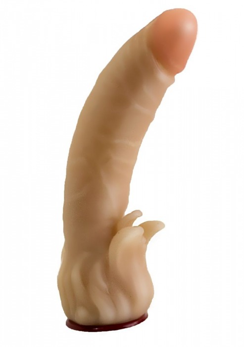 Телесная гелевая насадка-фаллос с клиторальными лепестками - 18,5 см. - LOVETOY (А-Полимер) - купить с доставкой в Ельце