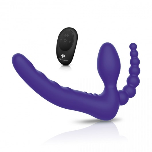 Фиолетовый безремневой страпон с пультом ДУ 7’’ Remote Control Strapless - 24 см. - Pegasus - купить с доставкой в Ельце
