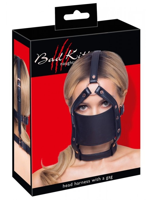 Черный намордник с кляпом-шаром Head Harness With A Gag - Orion - купить с доставкой в Ельце