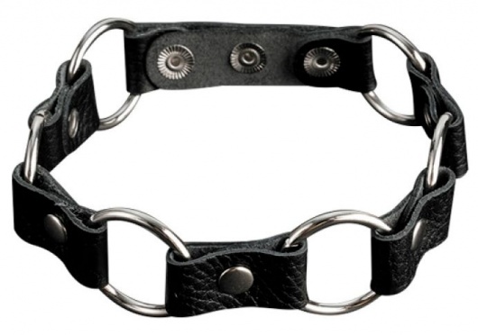 Кожаный черный ошейник с кольцами - Sitabella - купить с доставкой в Ельце