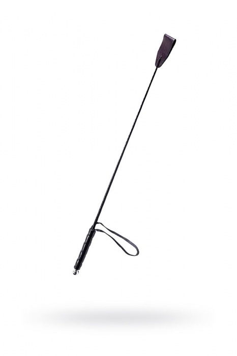 Чёрный стек с кожаной ручкой - 58 см. - Sitabella - купить с доставкой в Ельце