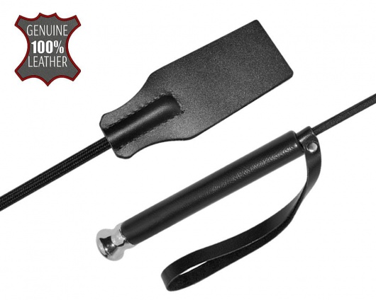 Чёрный стек с кожаной ручкой - 58 см. - Sitabella - купить с доставкой в Ельце