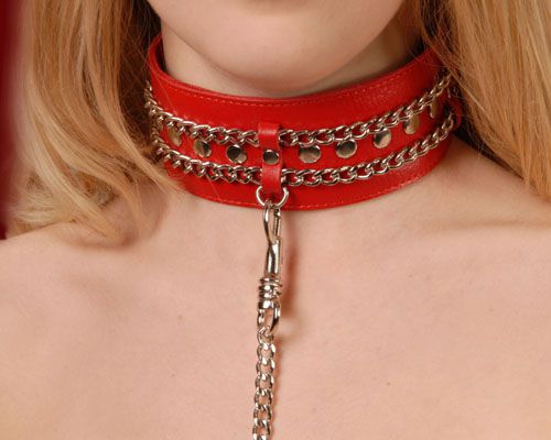 Красный ошейник с цепочками - Sitabella - купить с доставкой в Ельце