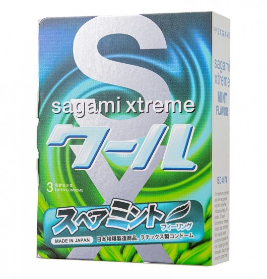 Презервативы Sagami Xtreme Mint с ароматом мяты - 3 шт. - Sagami - купить с доставкой в Ельце