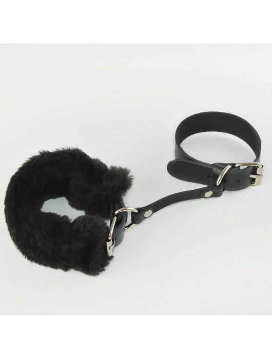 Черные кожаные наручники со съемной опушкой - Sitabella - купить с доставкой в Ельце